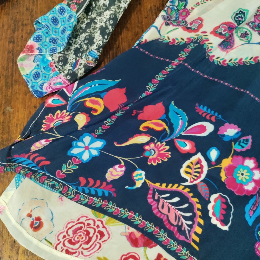 Johnny Was. MediumFloral Patchwork Blouse Pre-own… - image 8